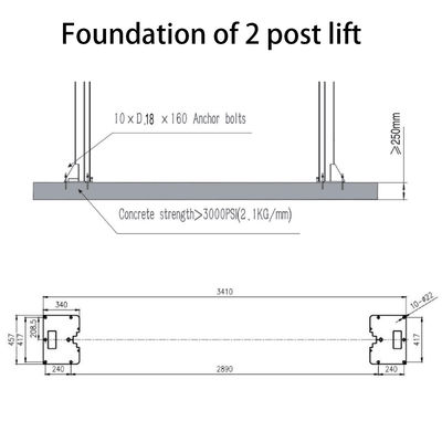 Twee Post Hydraulische Lift4t Capaciteit 2.2kw voor Workshop